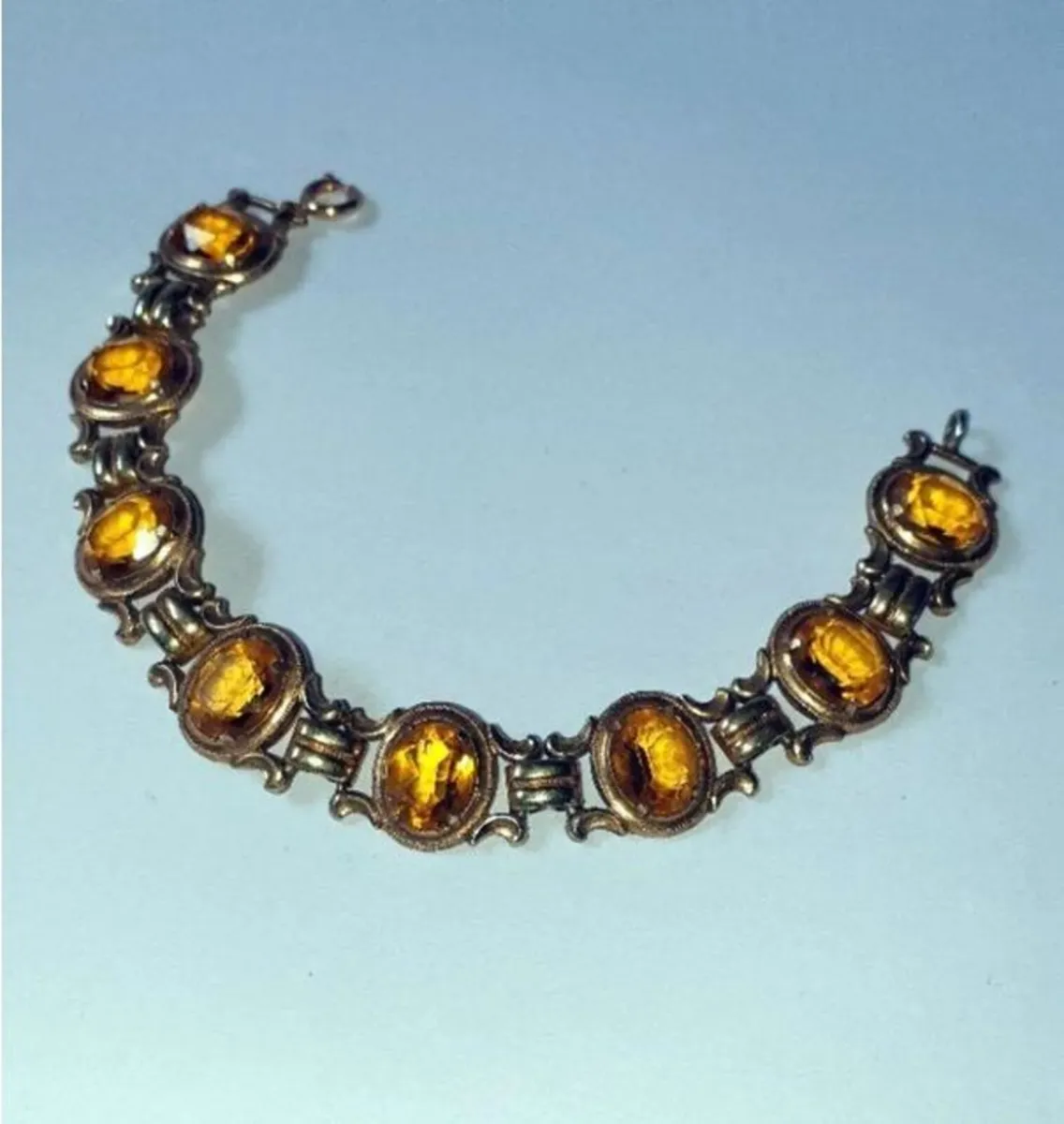 Vintage K&L 14ct Gold & Amber Bracelet - Image 2