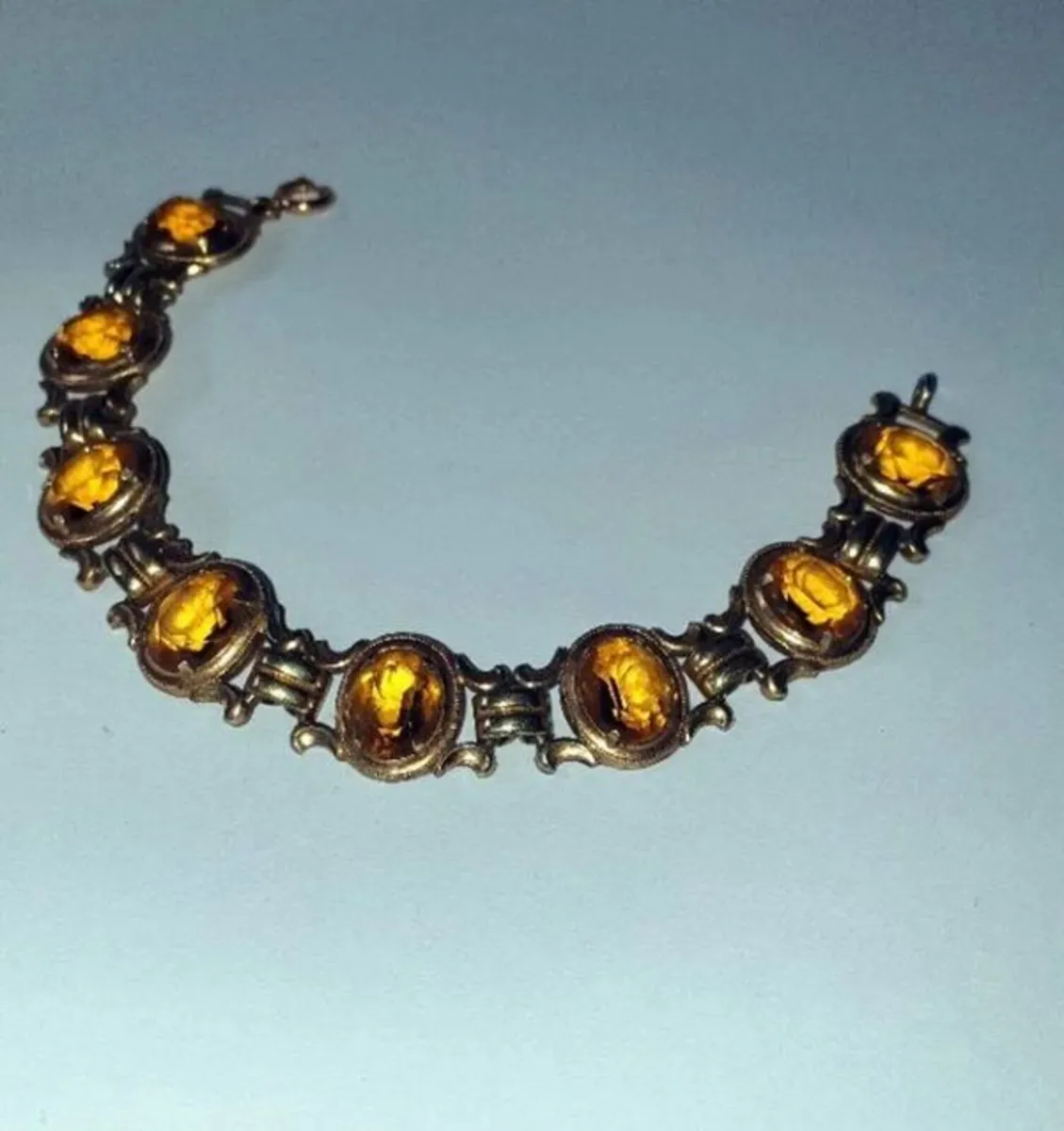 Vintage K&L 14ct Gold & Amber Bracelet - Image 4