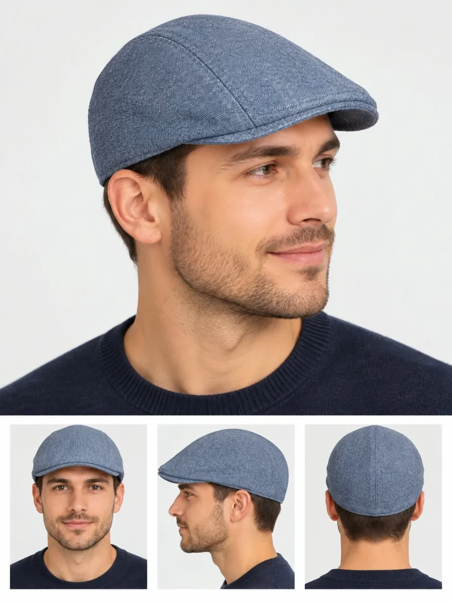 Men’s Blue Flat Cap – Classic Casual Style | Light - Image 1