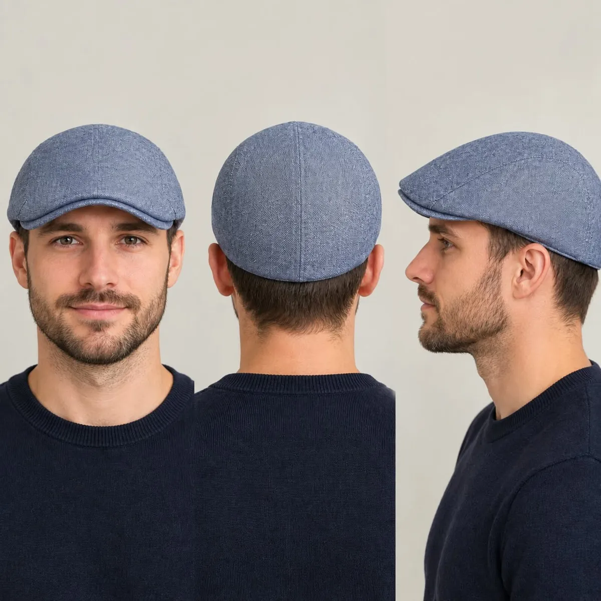 Men’s Blue Flat Cap – Classic Casual Style | Light - Image 2