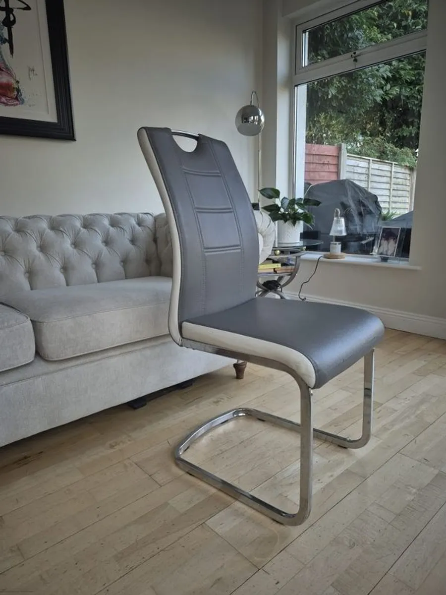 Grey Leather Dining Chairs - Image 2