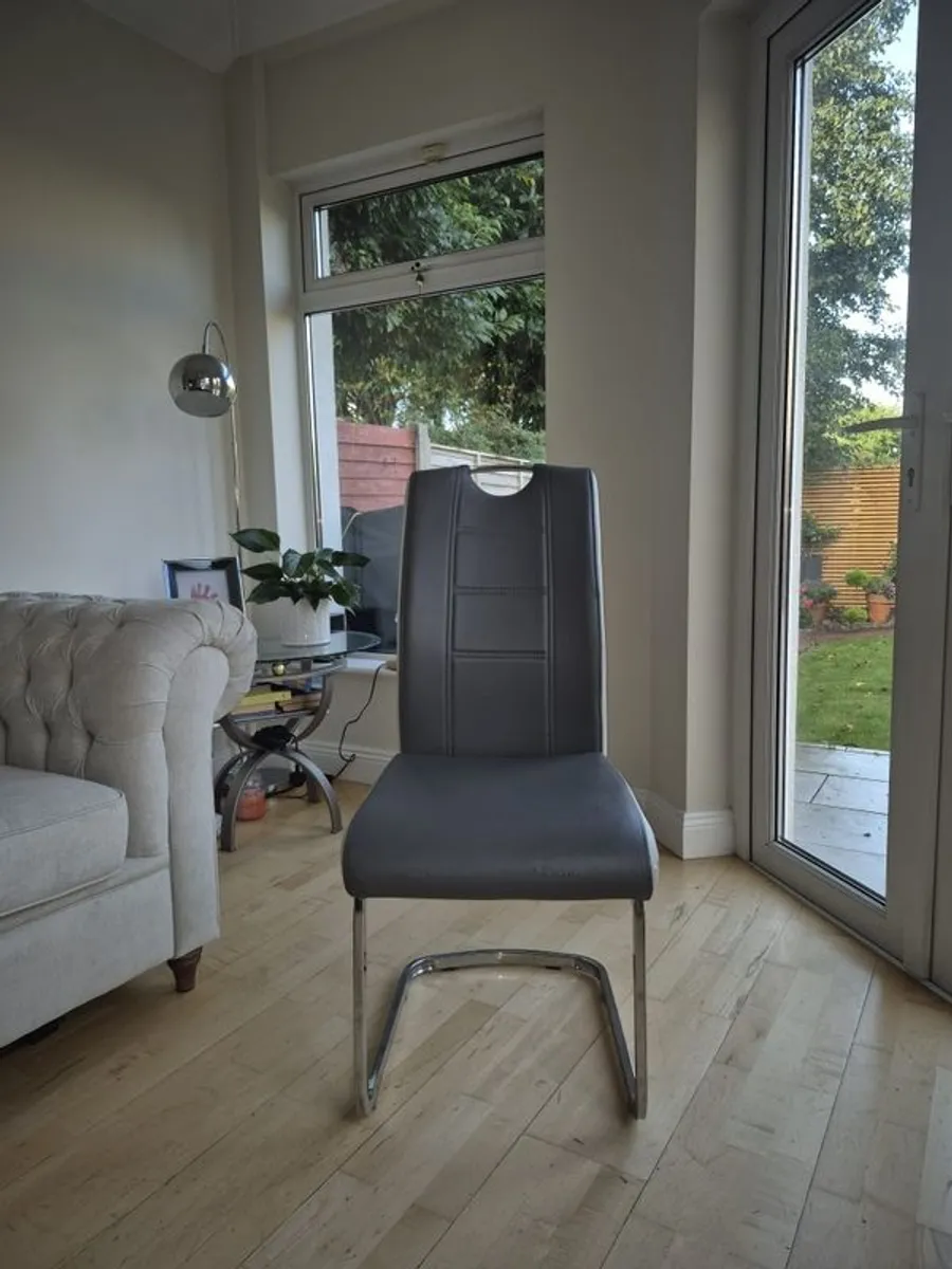 Grey Leather Dining Chairs - Image 3