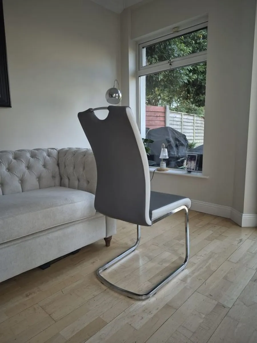 Grey Leather Dining Chairs - Image 4