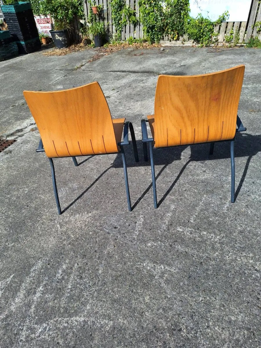 Two sturdy metal and wooden chairs - Image 2
