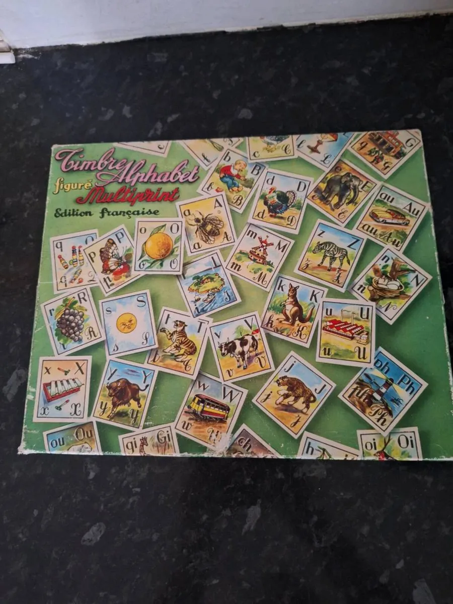 Vintage french wooden alphabet print game - Image 1