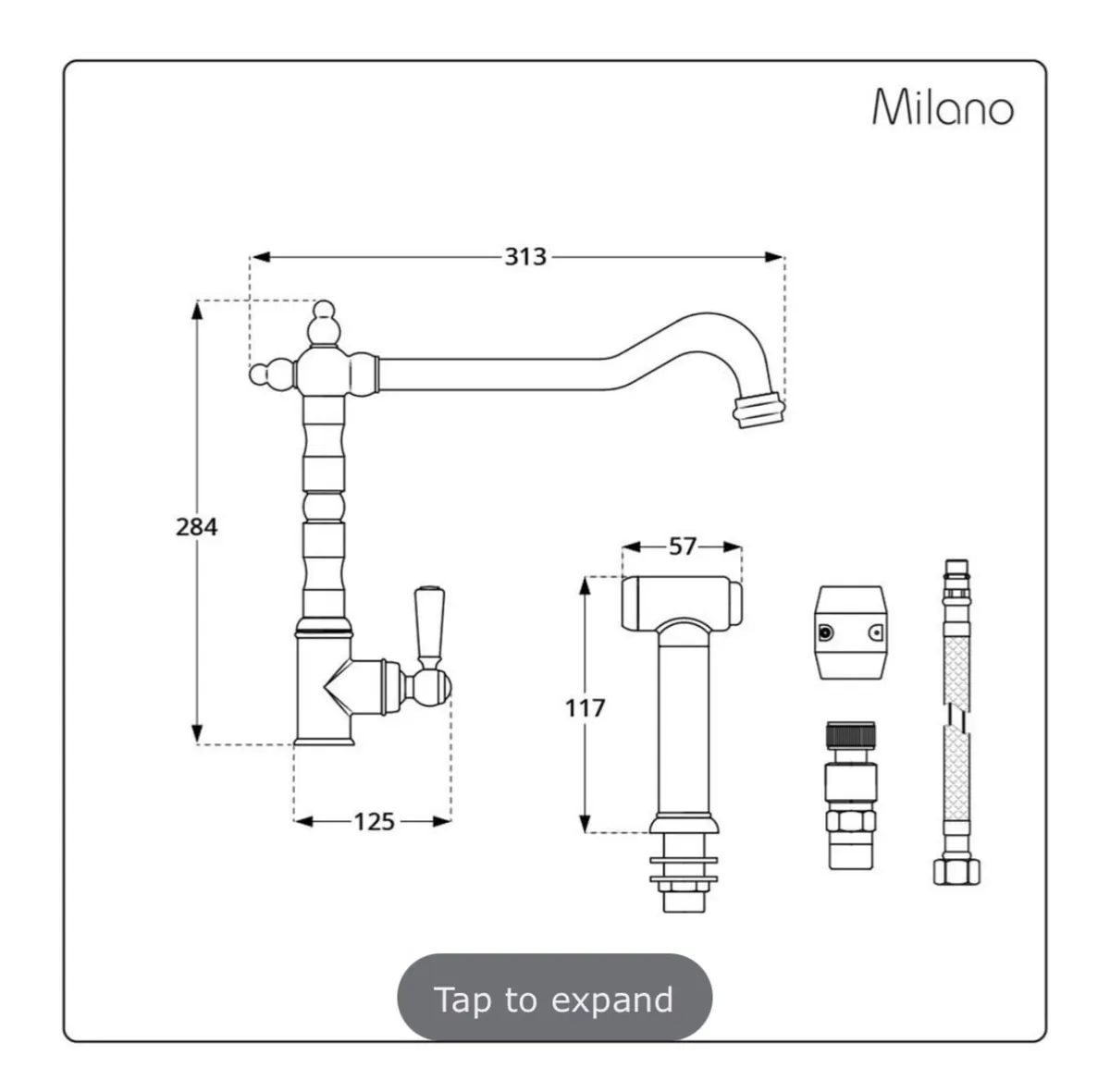 Solid Brass Kitchen Mixer Tap - Image 2