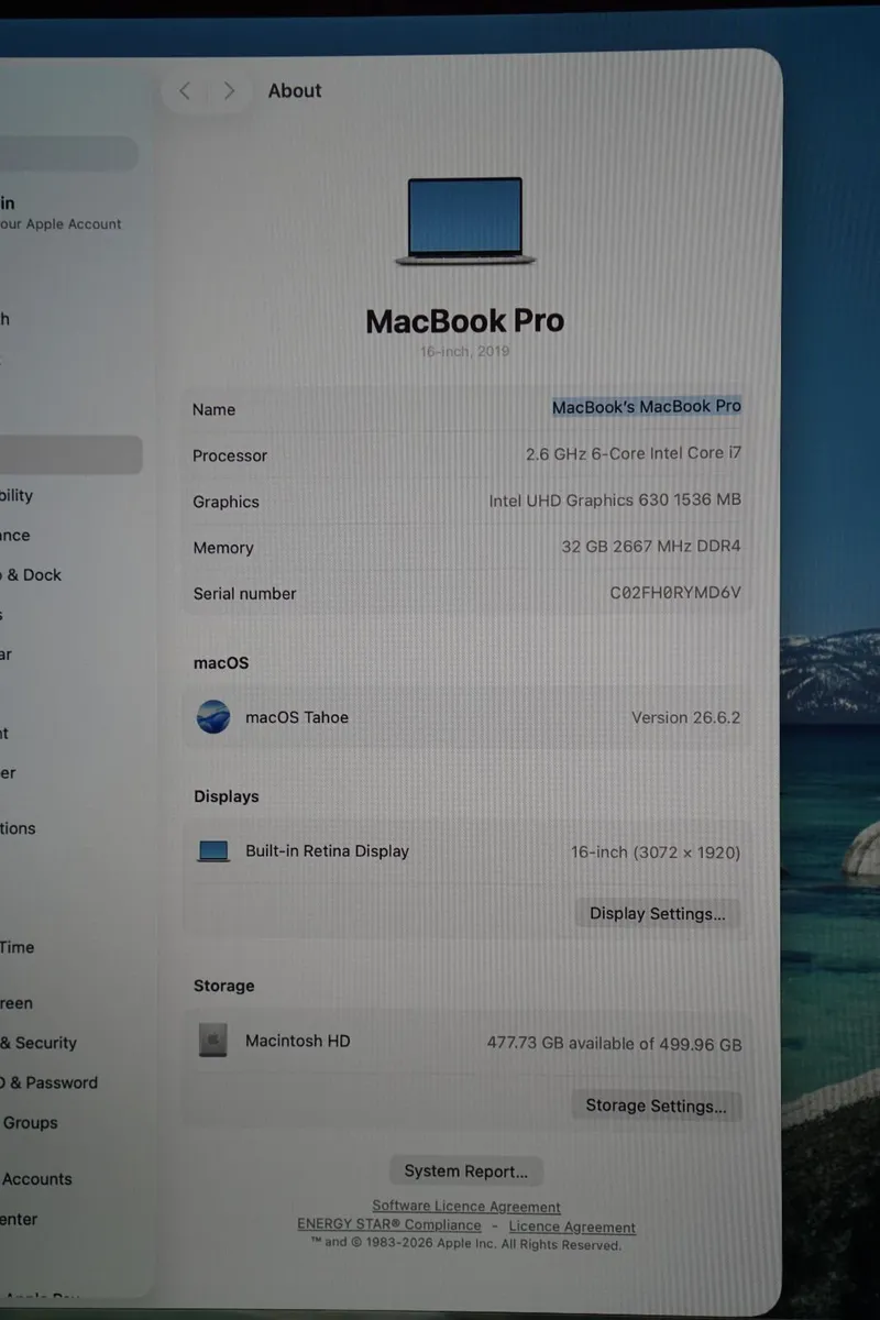 MacBook Pro 16" 2019 32GB | i7-9750H | 512GB | 4GB - Image 2