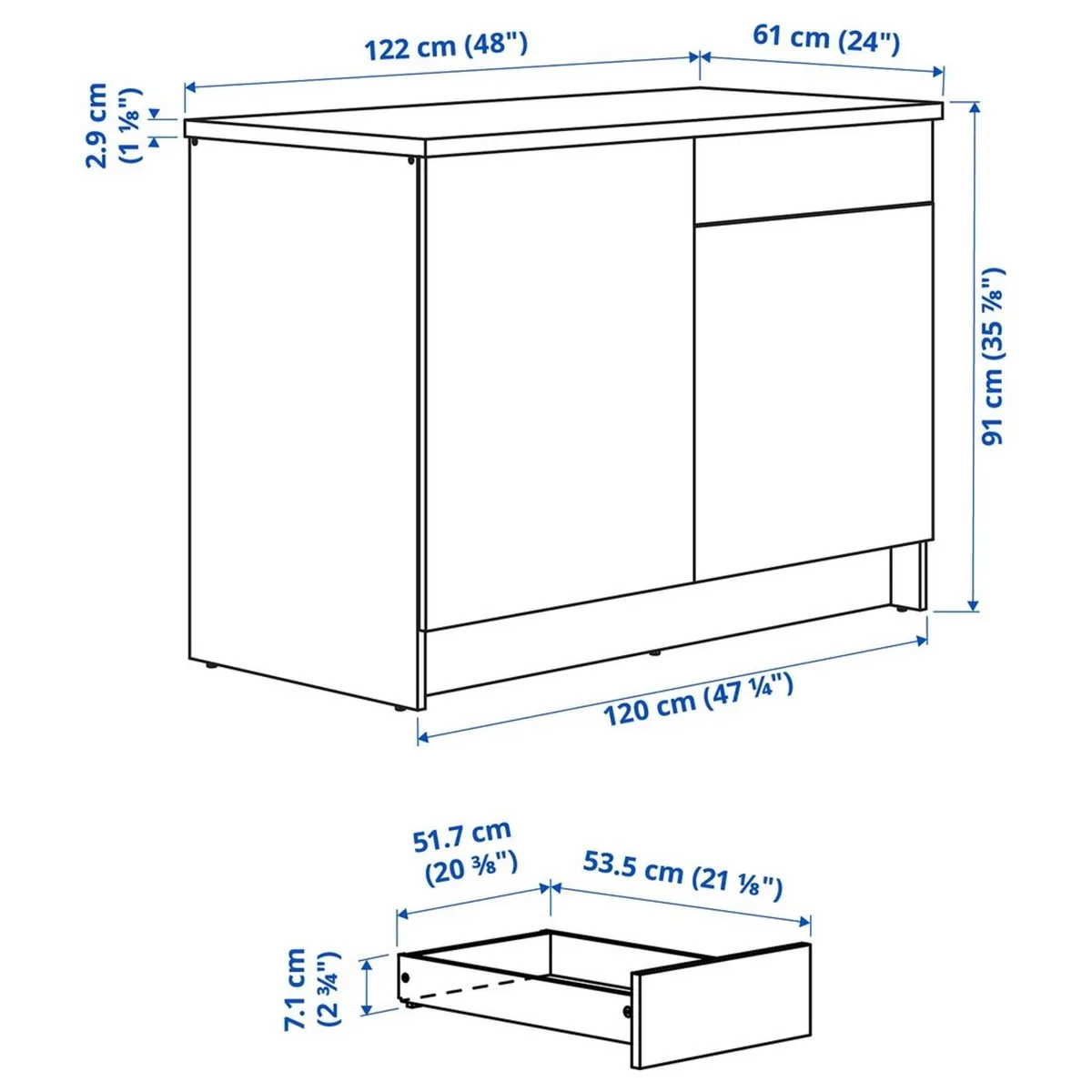 ikea knoxhult base cabinet with doors and drawer - Image 1