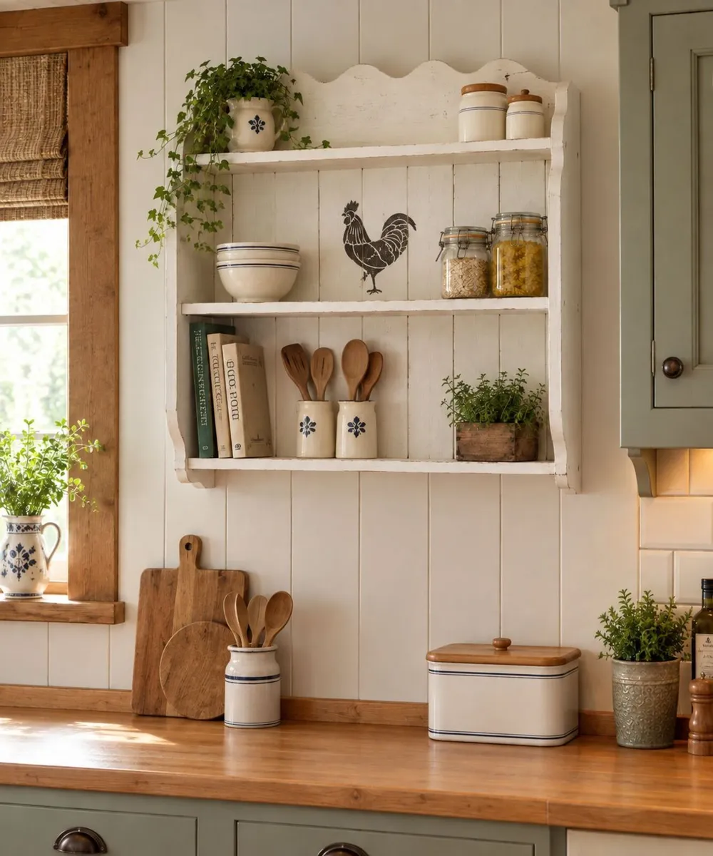 Pine wall dresser, plate rack - Image 4