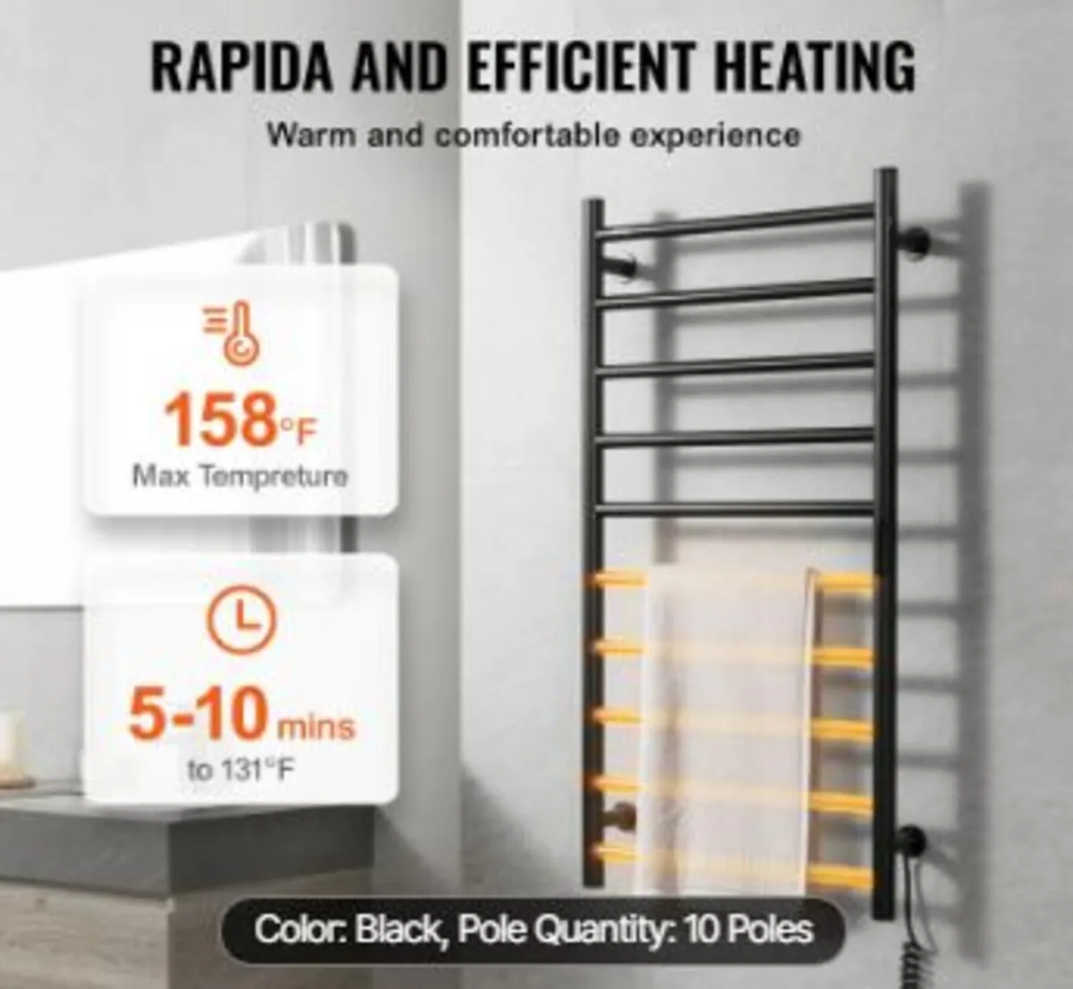 10 Bars Towel Warmer Rack - Image 2