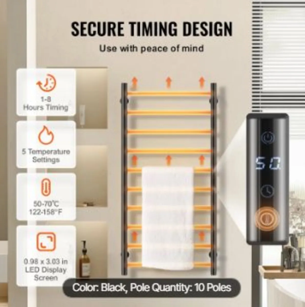 10 Bars Towel Warmer Rack - Image 4