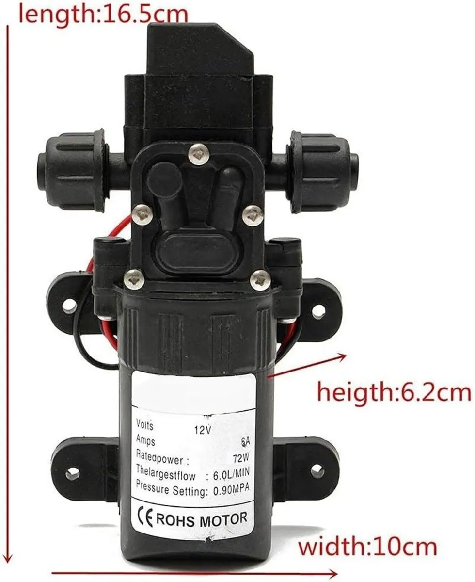 Water Pump 12V High Pressure Self Priming 6L/min - Image 2