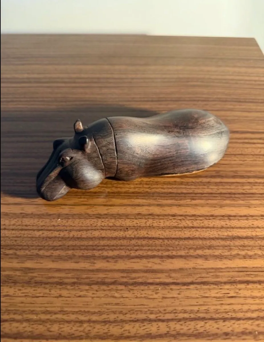 Vintage Wooden Hand Carved Hippopotamus - Image 3