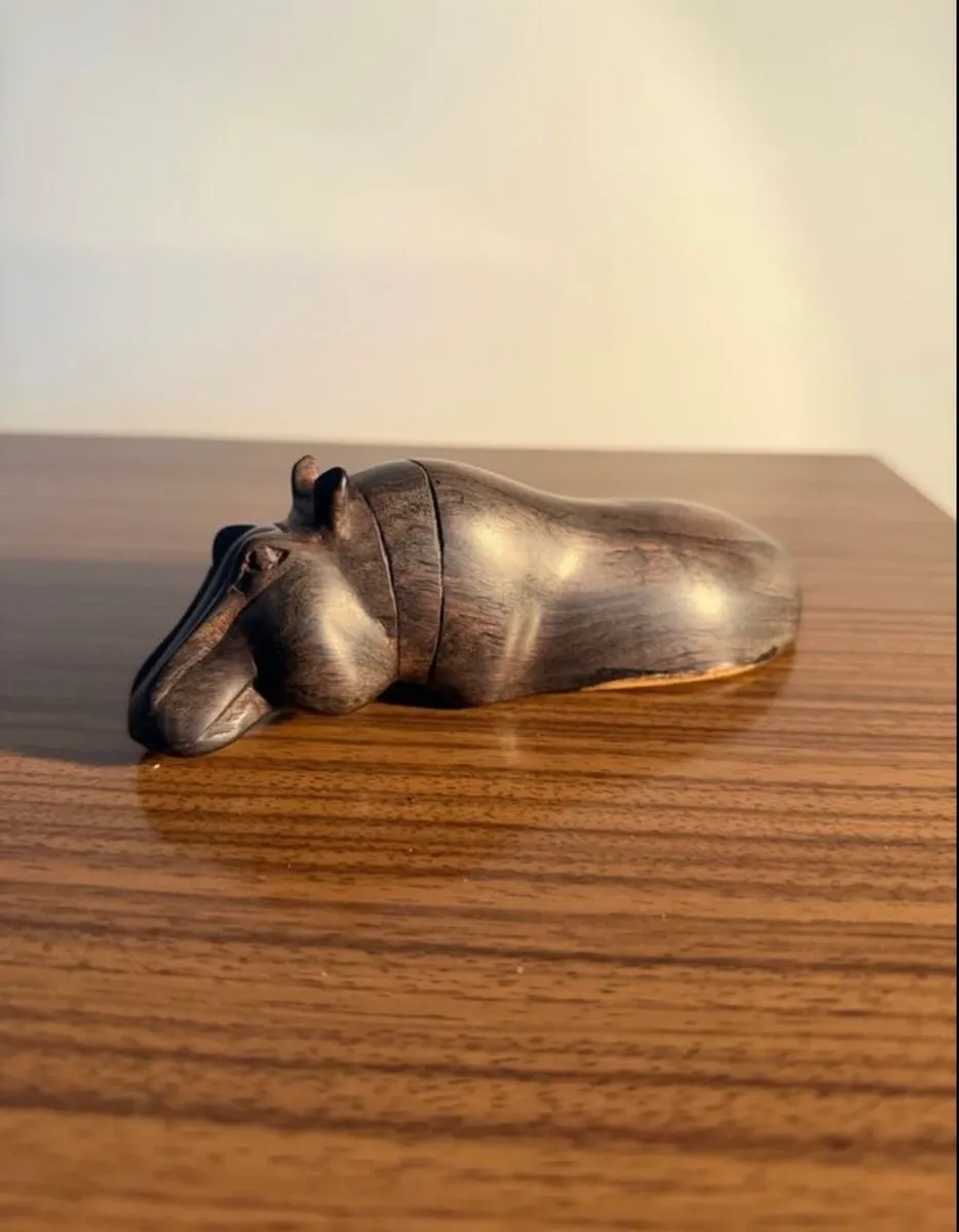Vintage Wooden Hand Carved Hippopotamus - Image 1