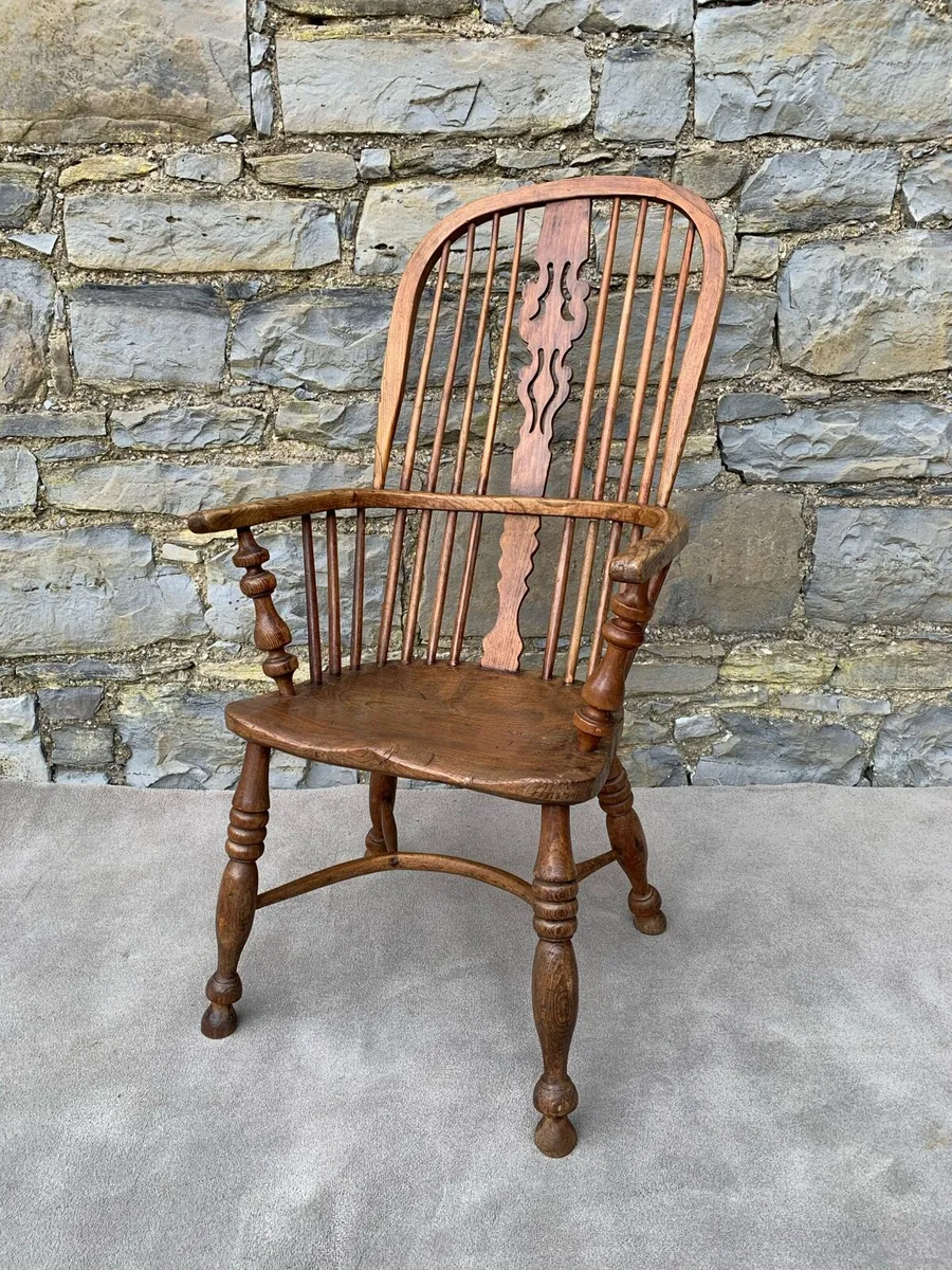 Late Victorian high back Windsor armchair. - Image 1