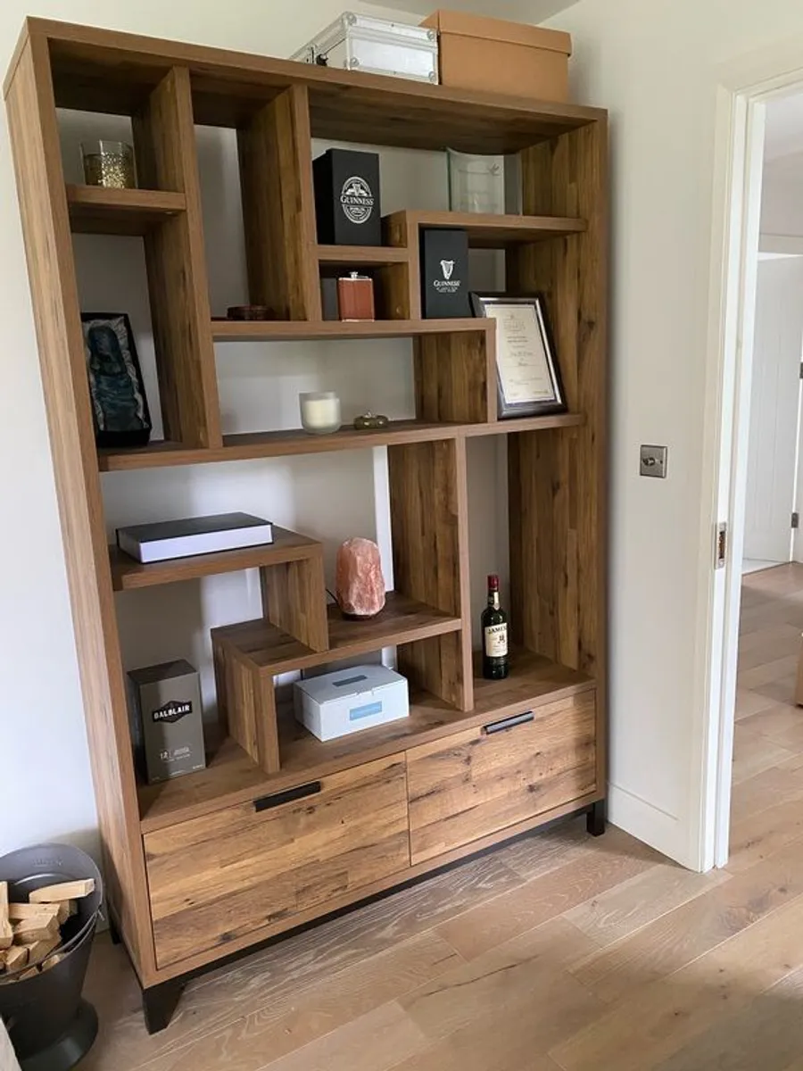 Oak Effect Display Shelf Unit - Image 1