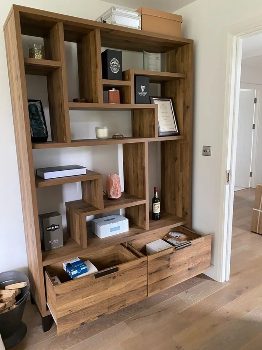 Oak Effect Display Shelf Unit - Image 2