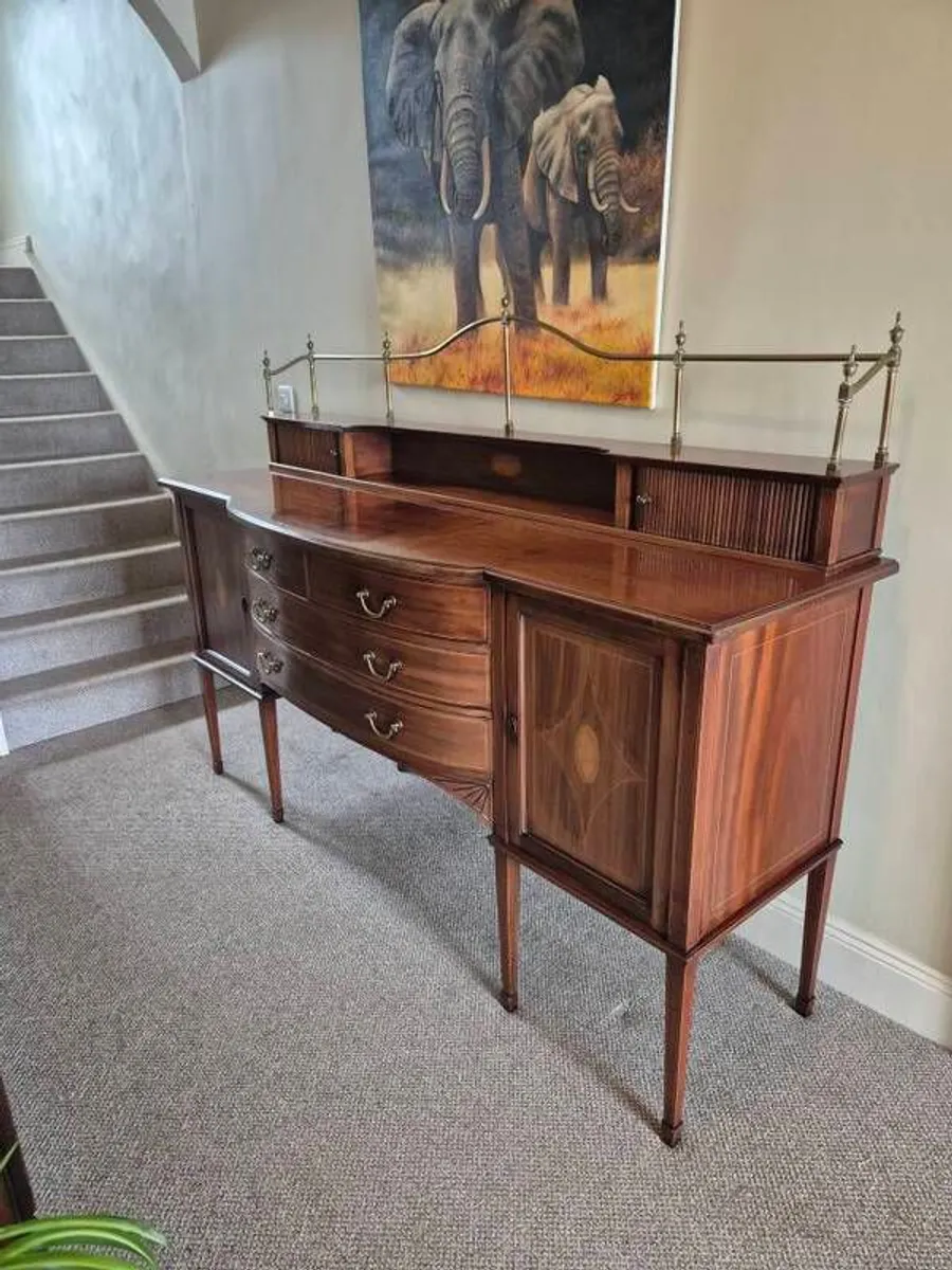 Edwardian Mahogany& satinwood inlaid bow-front sideboard - Image 1