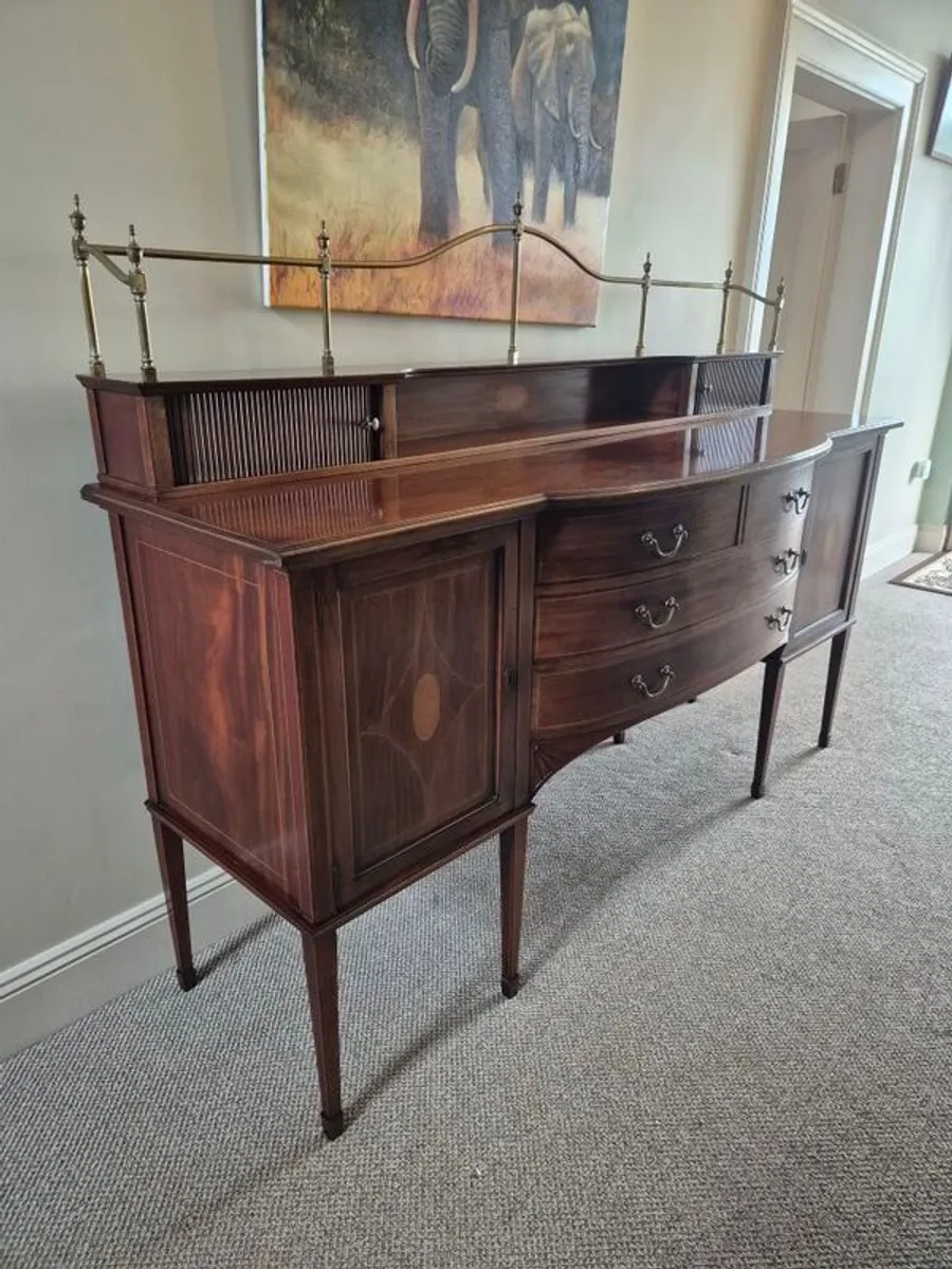 Edwardian Mahogany& satinwood inlaid bow-front sideboard - Image 2