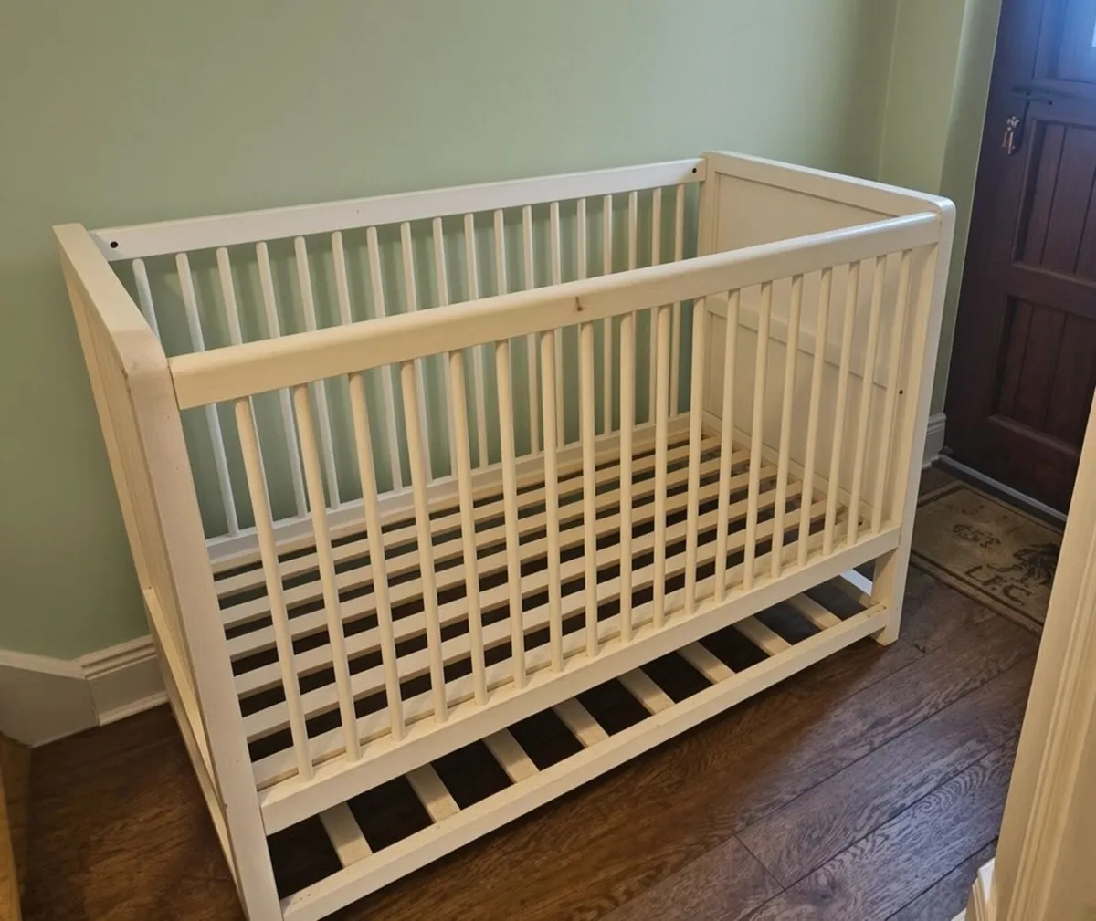Large White Wooden Baby Cot – Great Condition - Image 1