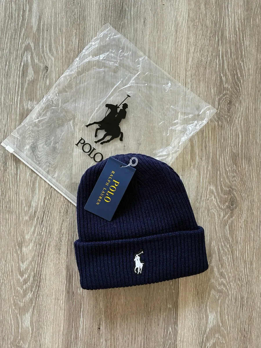 Navy blue and white Ralph Lauren beanie - Image 1