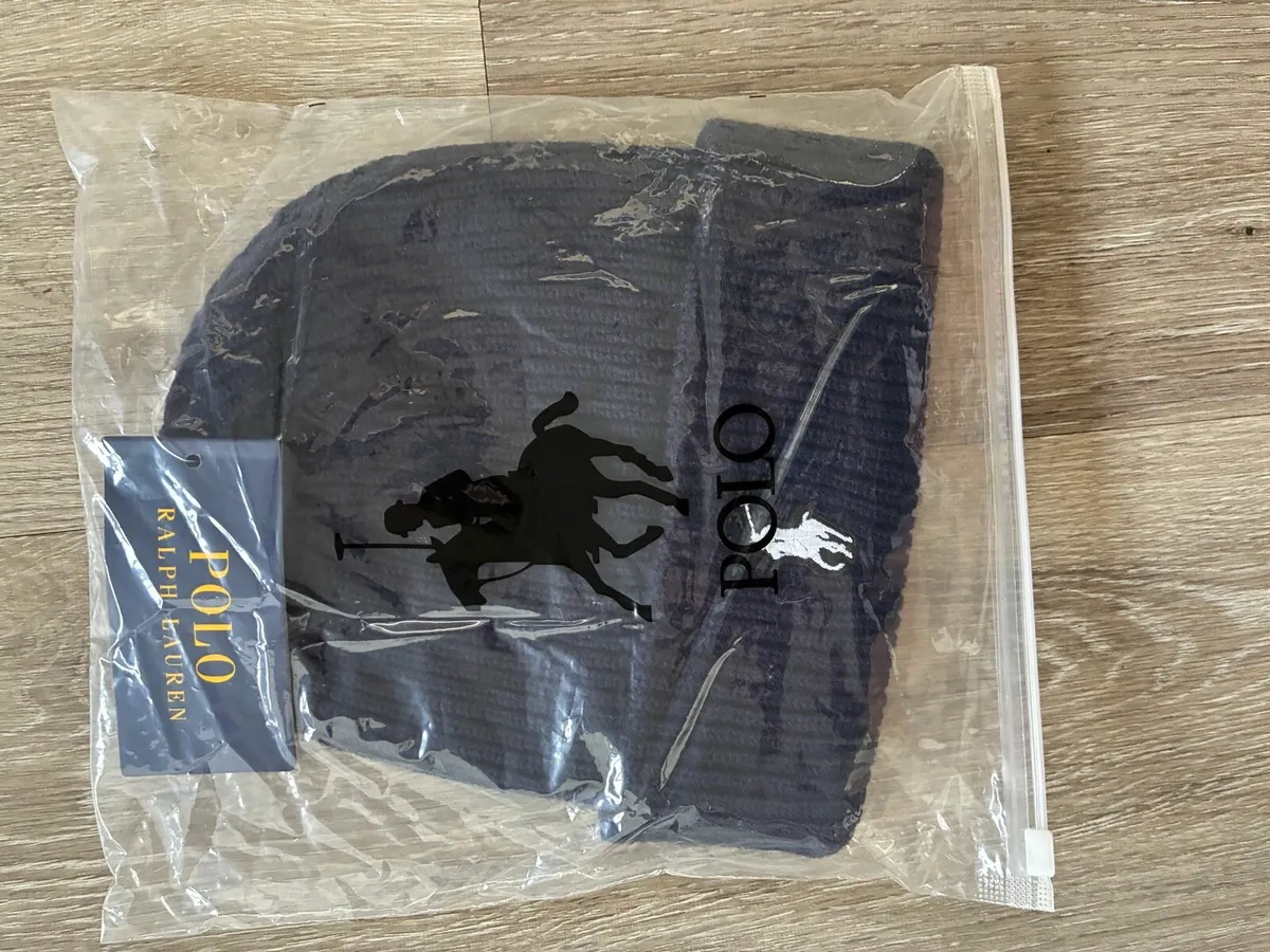 Navy blue and white Ralph Lauren beanie - Image 3