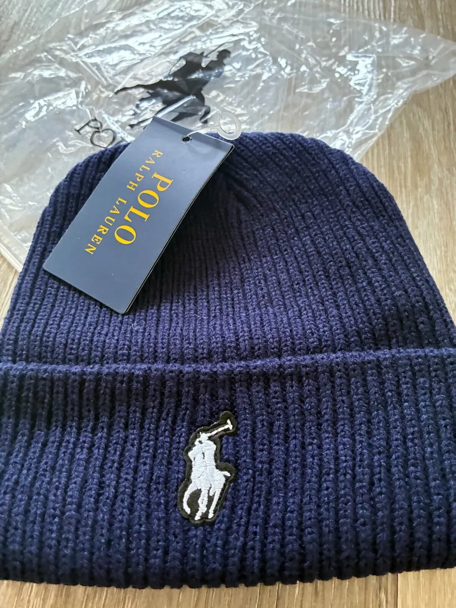Navy blue and white Ralph Lauren beanie - Image 2