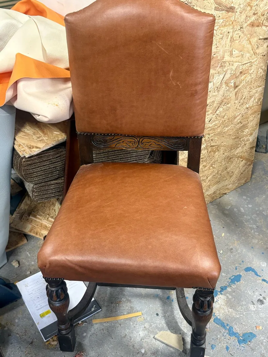 4 Brown Leather Dining Chairs