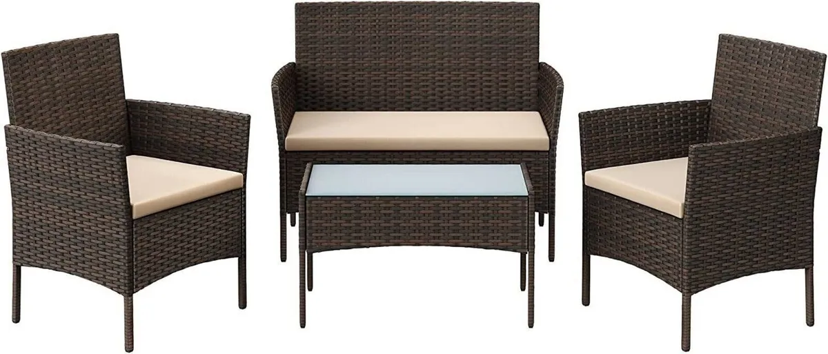 Rattan Garden Set 4 Piece Outdoor Furniture - Image 4