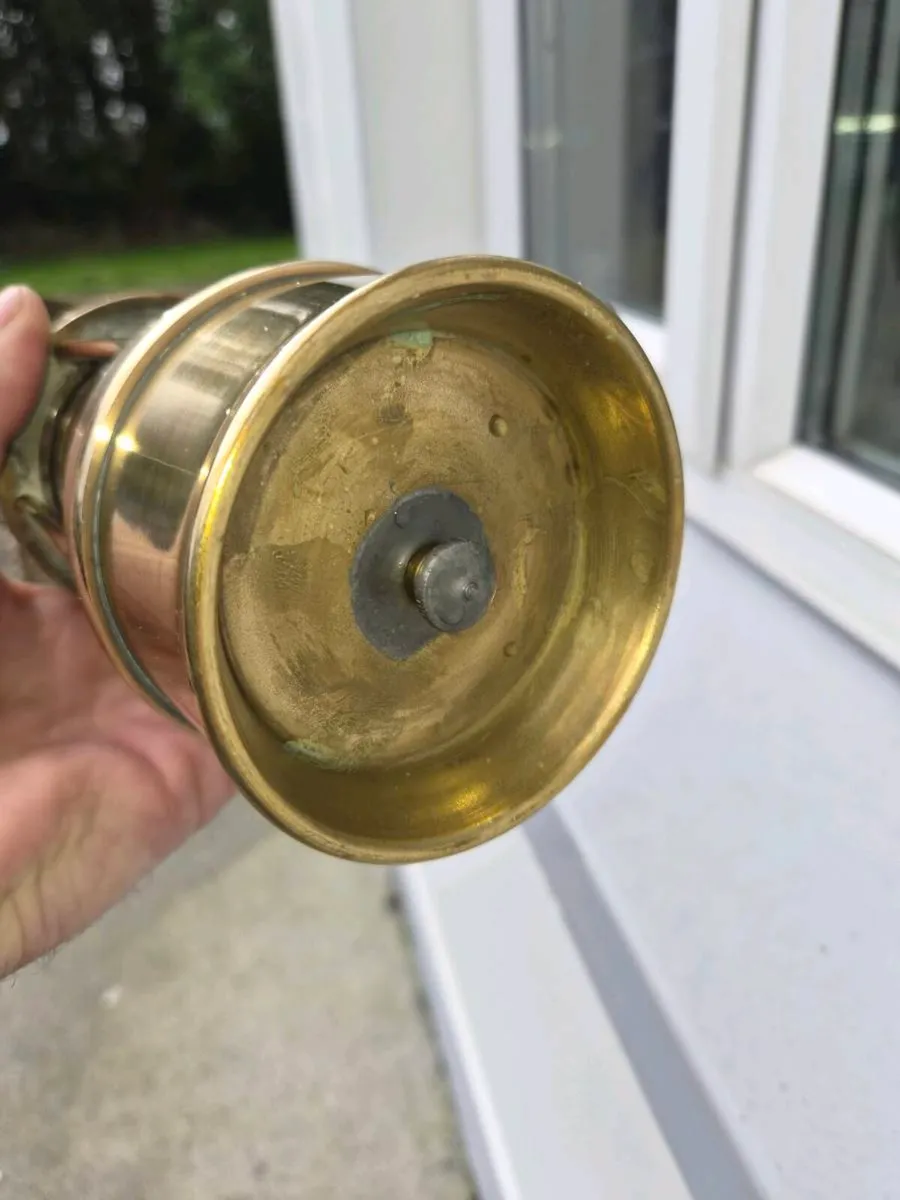 Old brass  large  miners lamp - Image 4