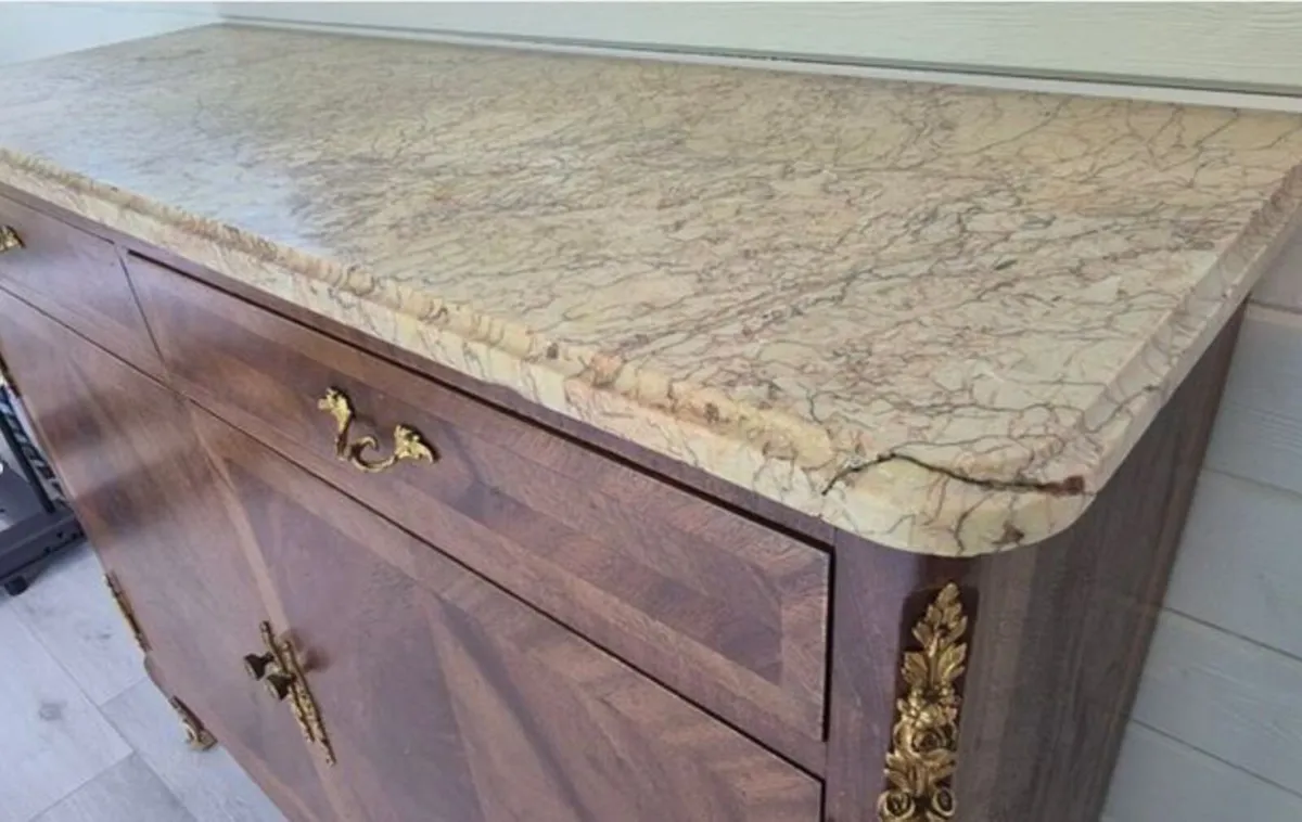 Antique Sideboard with Marble Top - Image 2