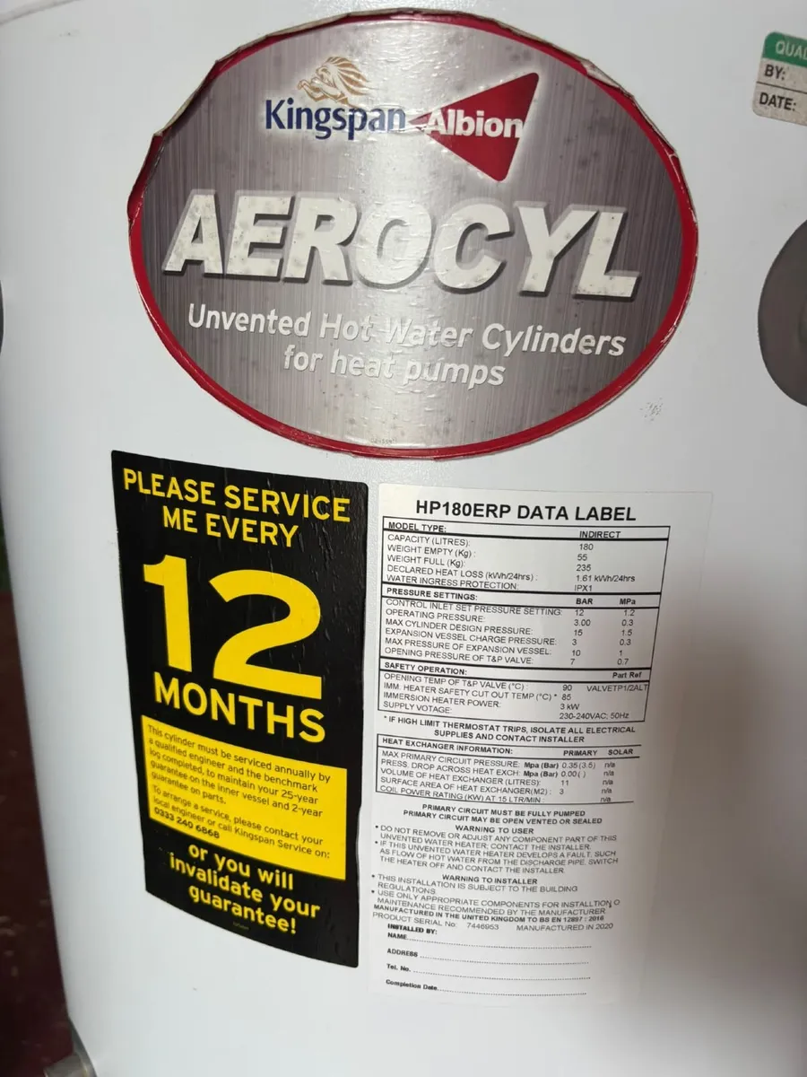 Kingspan Albion Aerocyl 180L Hot Water Cylinder - Image 2