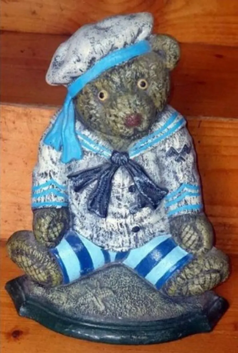 Vintage 12" Cast Iron Sailor Bear Doorstop - Image 1