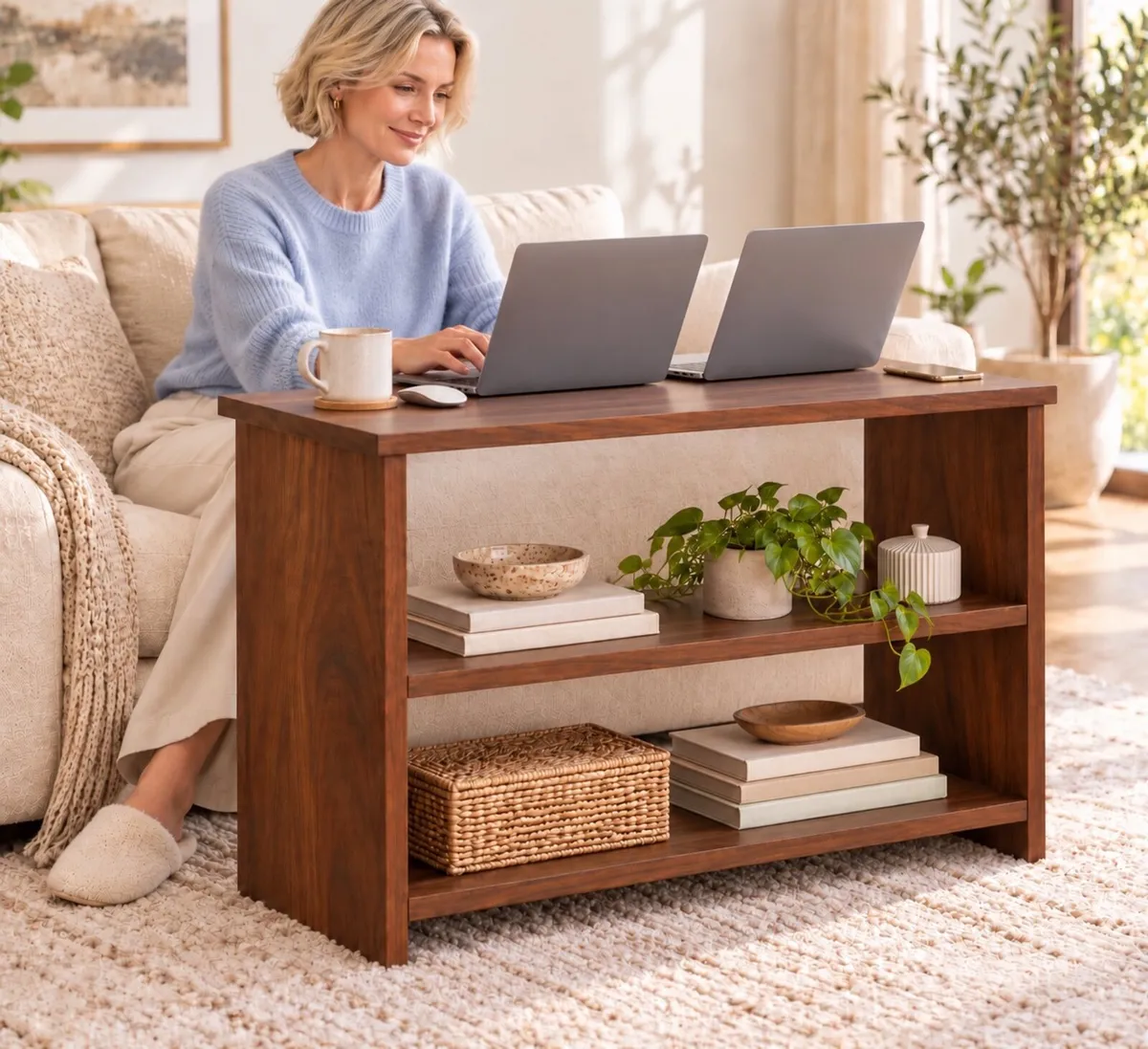 Handmade Rustic Large Laptop Table 900mm - Image 1