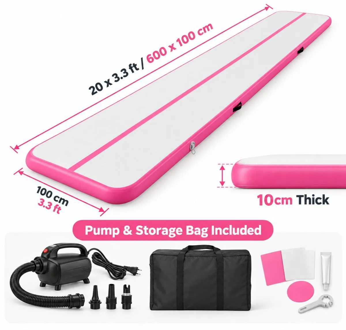 Inflatable Gymnastics Mat 6m 20ft with Electric Pu - Image 3