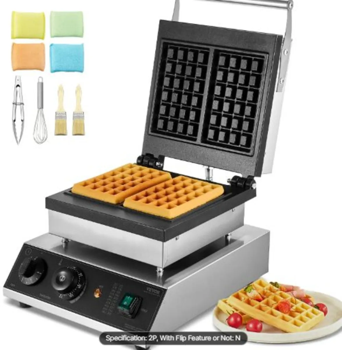 Commercial Waffle Maker, 2PCS Rectangle Waffle - Image 1