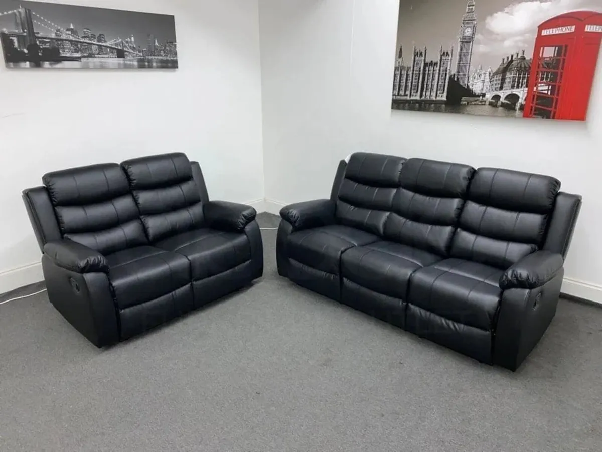 Roma 3+2 Manual Leather Recliner Sofa Set - Image 1