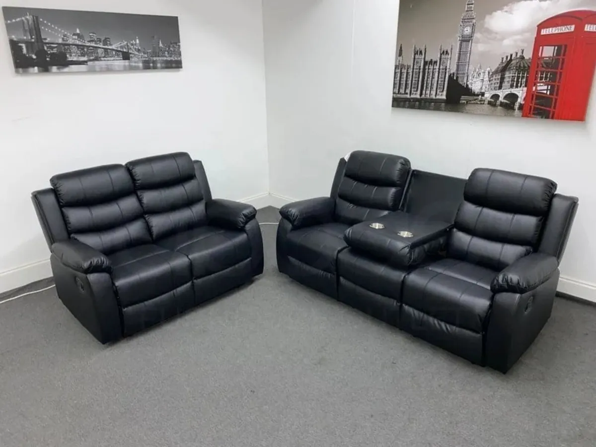 Roma 3+2 Manual Leather Recliner Sofa Set - Image 2