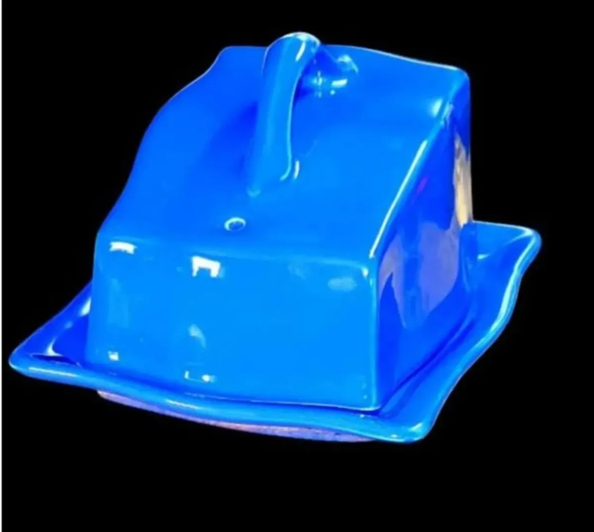 Vintage Harrods Cobalt Blue Ceramic Cheese Wedge - Image 1