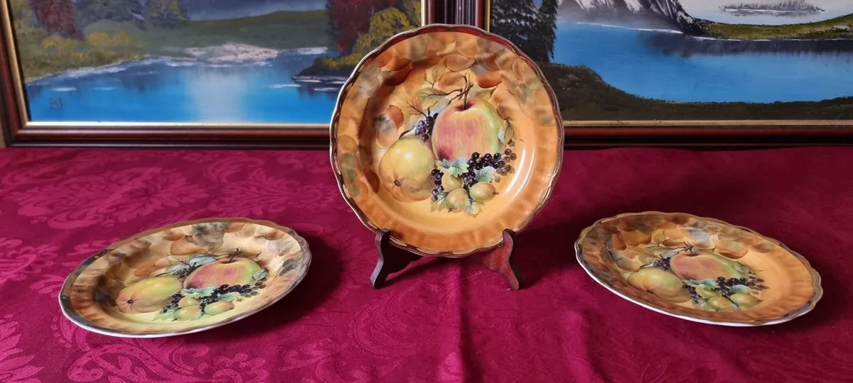 3Pc. Hose St. Pottery England Orchard Gold Plates - Image 2