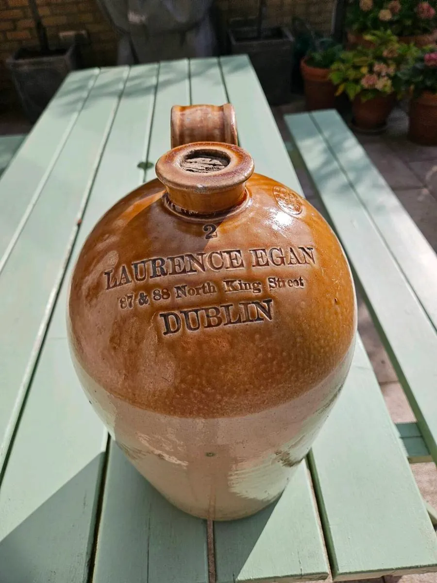 Antique two-gallon salt-glazed whiskey flagon - Image 1