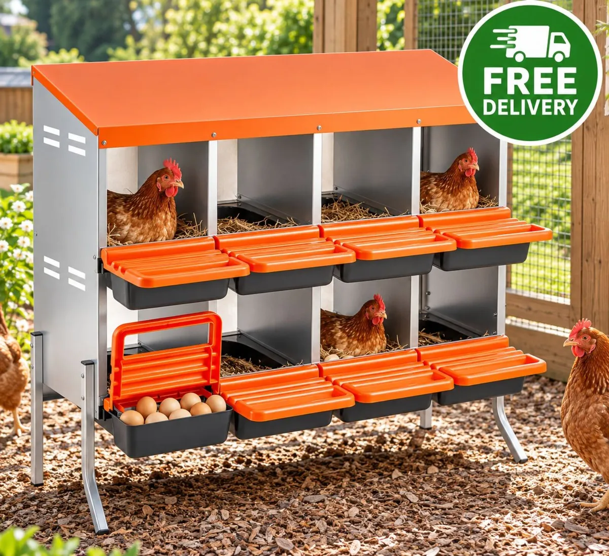 Chicken Nesting Boxes with 8 Compartments and Supp - Image 1