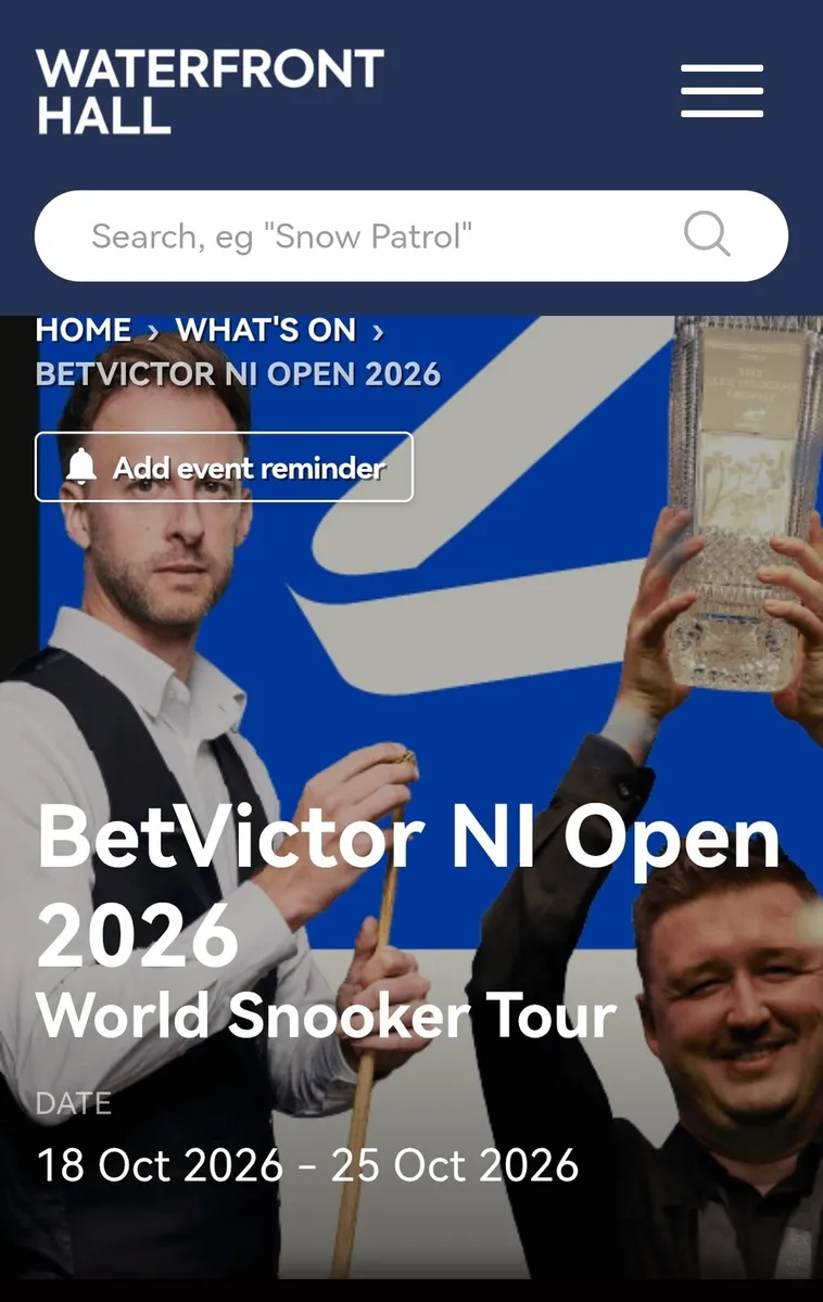 Northern Ireland snooker open tickets - Image 1
