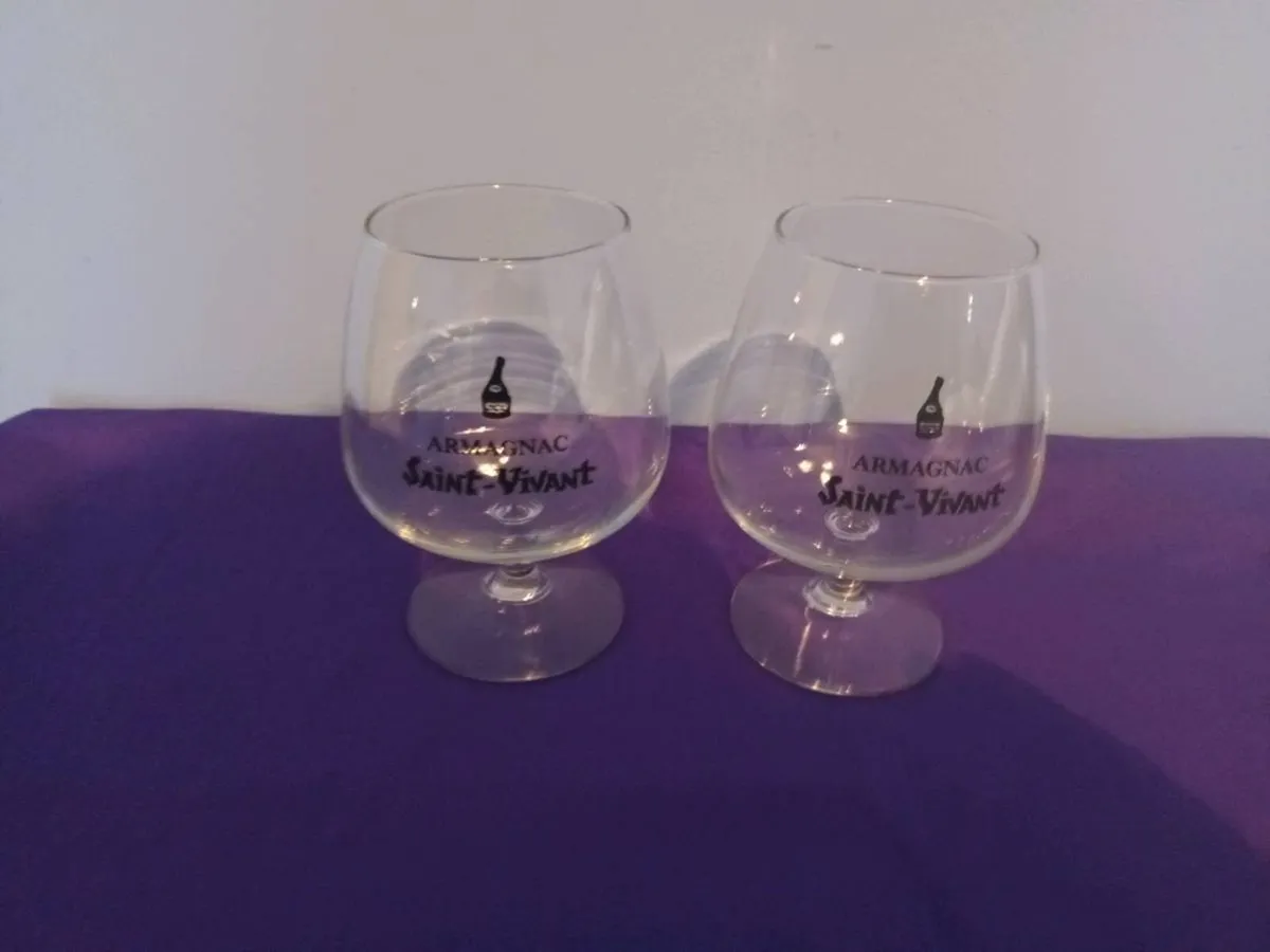 2 Rare ARMAGNAC SAINT  VIVANT Brandy  Glasses - Image 4