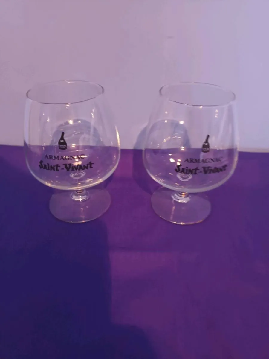 2 Rare ARMAGNAC SAINT  VIVANT Brandy  Glasses - Image 2