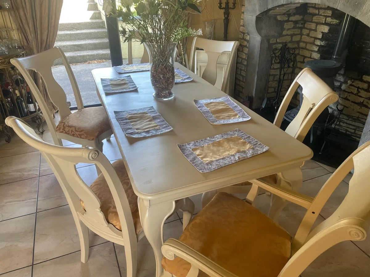 Elegant solid wood dining table with 6 chairs - Image 2
