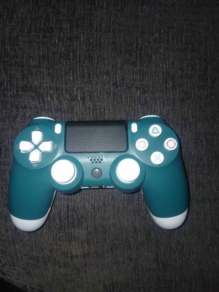 PS4 Controller one official blue one unofficial green and white - Image 2