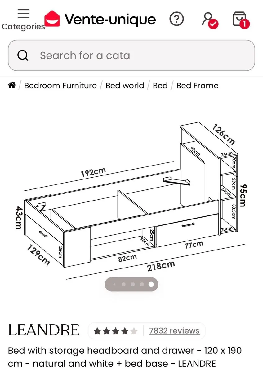 Small Double Bed (190 x 120cm) - Image 3