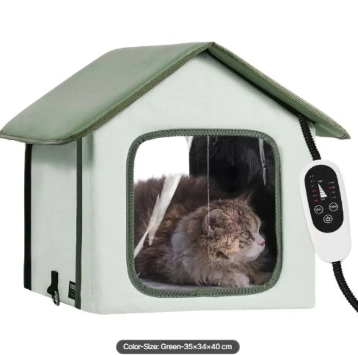 Elevated Heated Cat House, Outdoor Kitty Shelter - Image 1