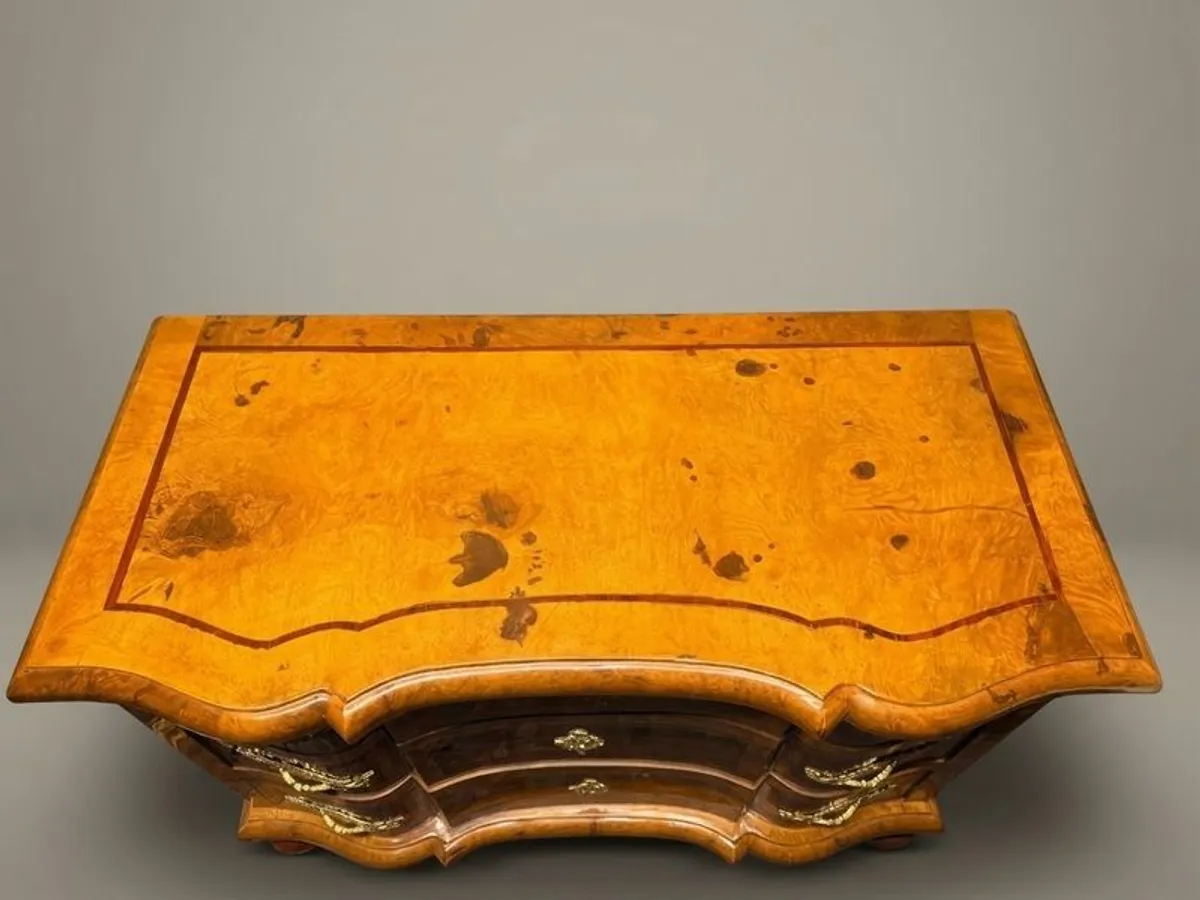 German Baroque Style Large Walnut Chest of Drawers - Image 3